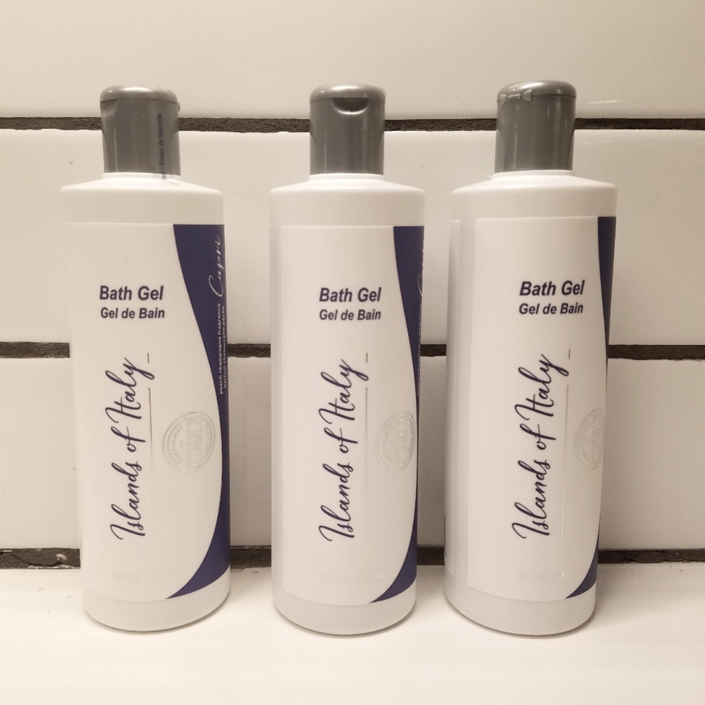 3X Islands Of Italy Bath Gel, Capri, Champagne Peach Fragrance, 8oz / 237ml